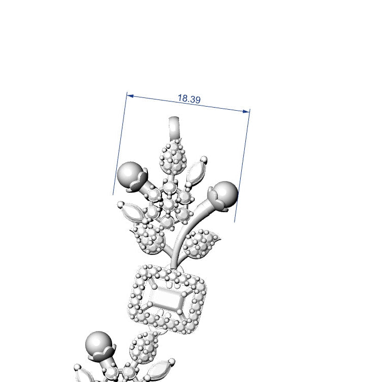 Necklace & Earrings STL File – American Diamond Push Setting | Digital Download