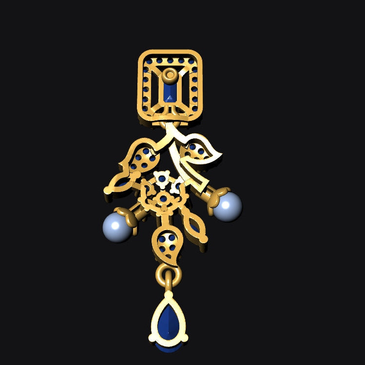Necklace & Earrings STL File – American Diamond Push Setting | Digital Download