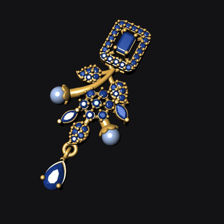 Necklace & Earrings STL File – American Diamond Push Setting | Digital Download