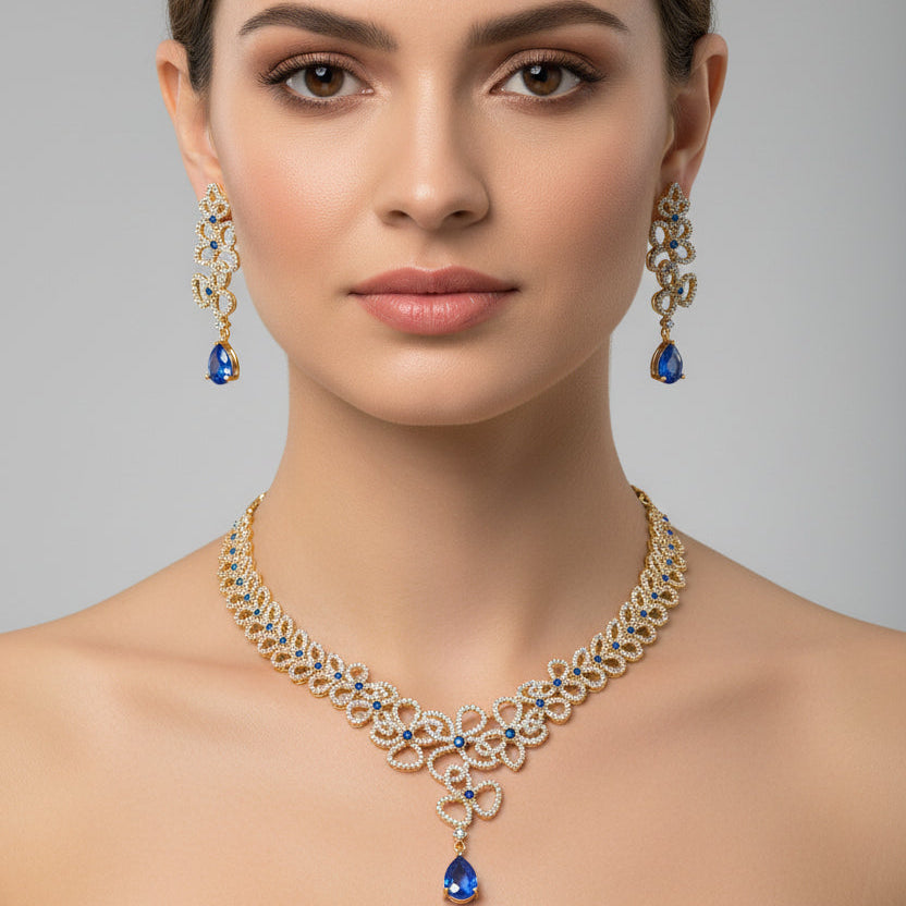 Necklace Earrings STL File No.1 – American Diamond Push Settings | Digital Download