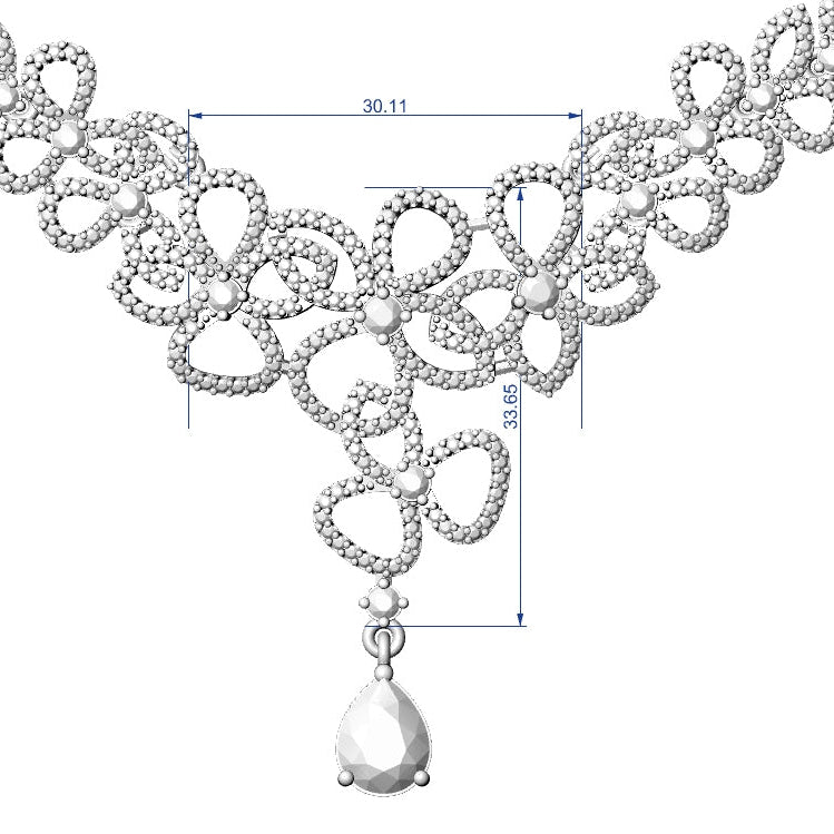 Necklace Earrings STL File - American Diamond Push Settings