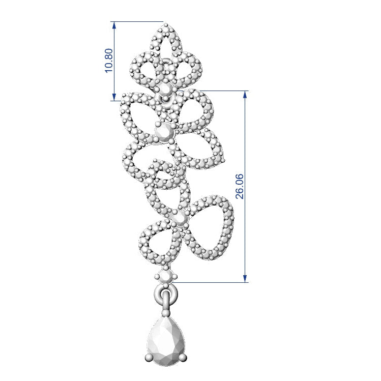Necklace Earrings STL File No.1 – American Diamond Push Settings | Digital Download