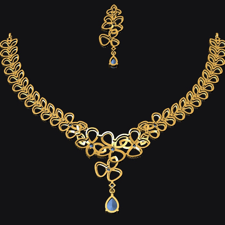 Necklace Earrings STL File - American Diamond Push Settings