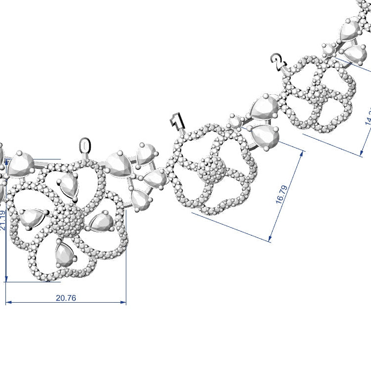 Necklace Earrings STL File - American Diamond Push Settings