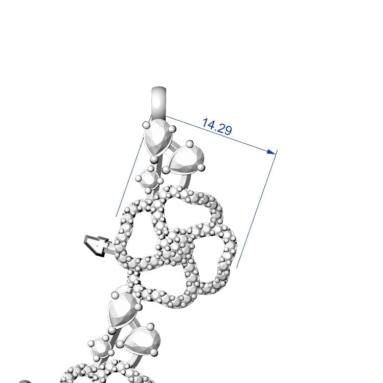 Necklace Earrings STL File - American Diamond Push Settings