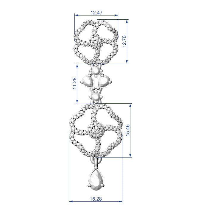 Necklace Earrings STL File - American Diamond Push Settings