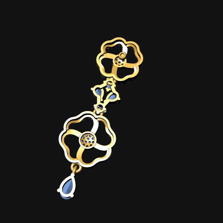 Necklace Earrings STL File No.2 – American Diamond Push Settings | Digital Download