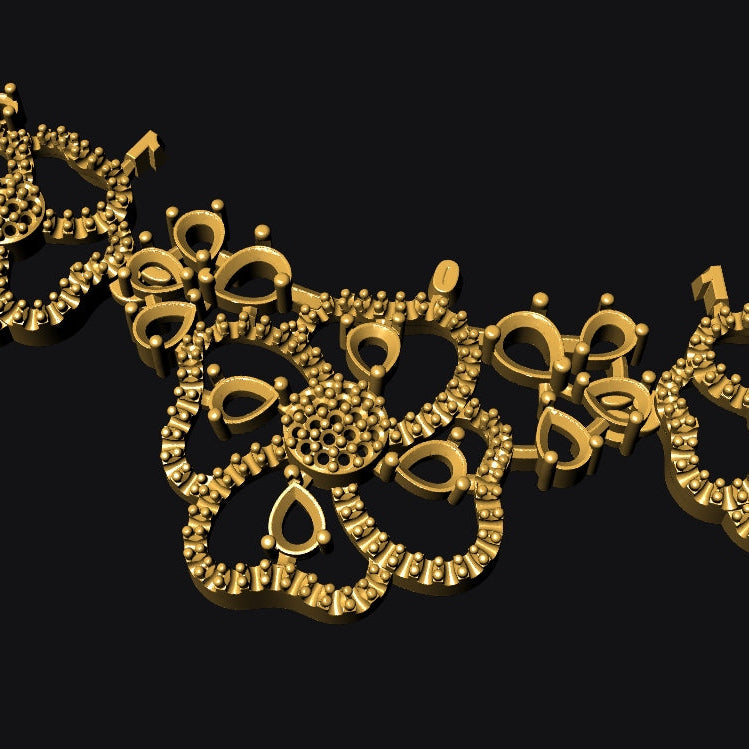 Necklace Earrings STL File No.2 – American Diamond Push Settings | Digital Download