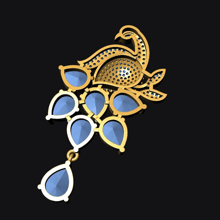 Pendant & Earring Set STL File – American Diamond Push Setting No.4 | Digital Download