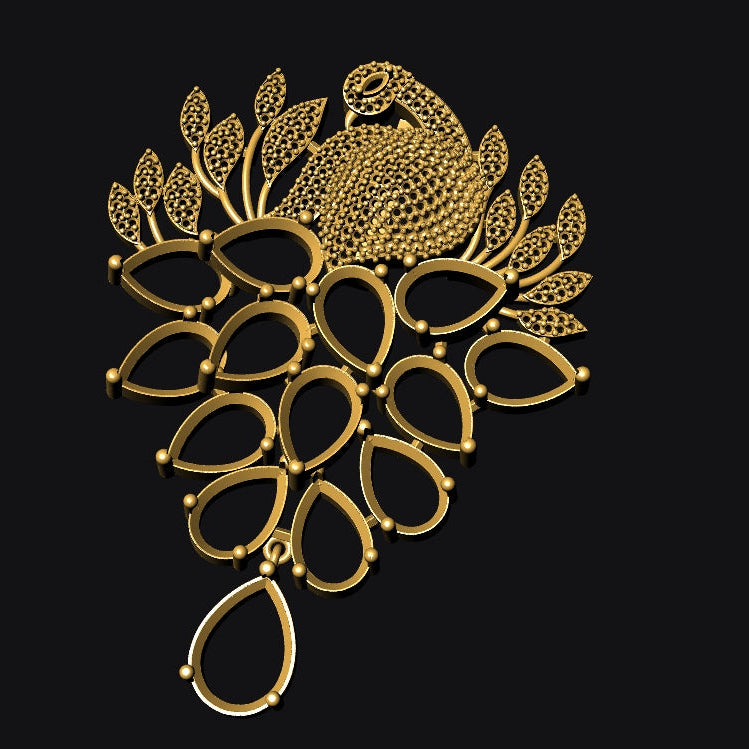 Pendant & Earring Set STL File – American Diamond Push Setting No.4 | Digital Download