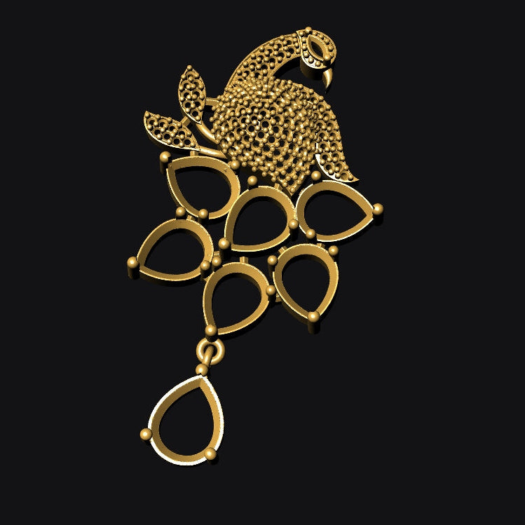 Pendant & Earring Set STL File – American Diamond Push Setting No.4 | Digital Download