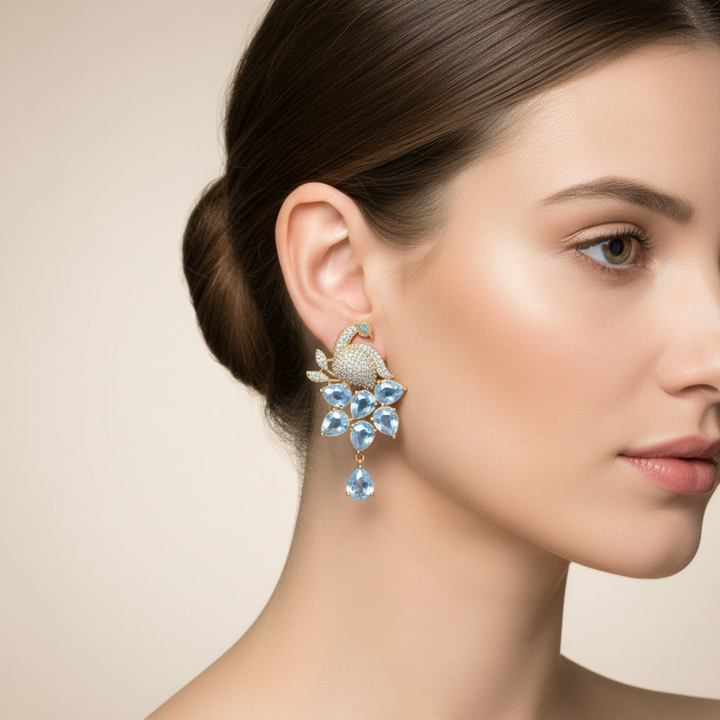 Pendant & Earring Set STL File – American Diamond Push Setting No.4 | Digital Download