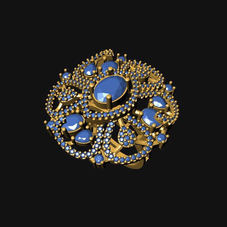 Ring STL File with Push Setting – American Diamond 3D Jewelry Design