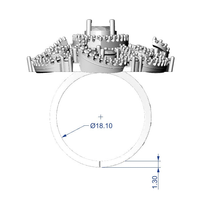 Ring STL File with Push Setting – American Diamond 3D Jewelry Design