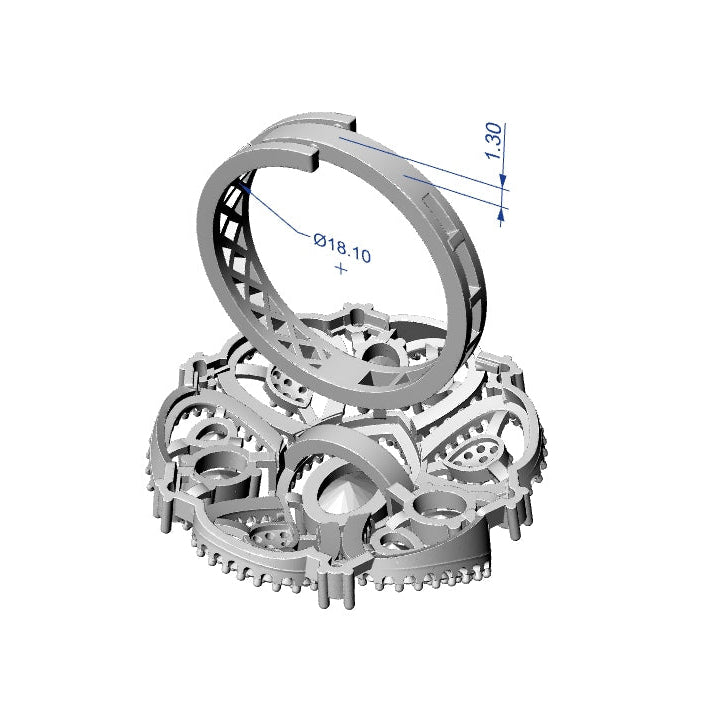 Ring STL File with Push Setting – American Diamond 3D Jewelry Design
