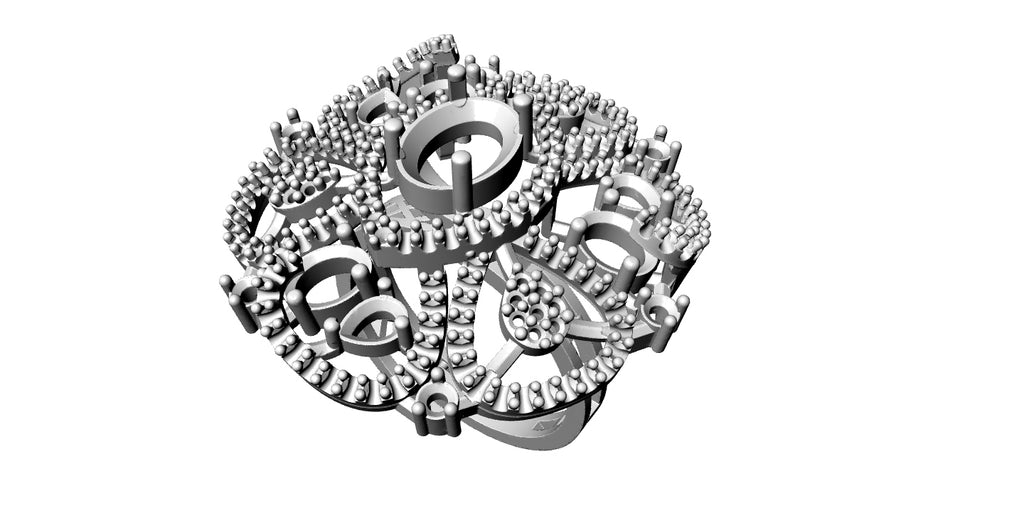Ring STL File with Push Setting – American Diamond 3D Jewelry Design