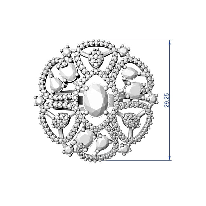 Ring STL File with Push Setting – American Diamond 3D Jewelry Design