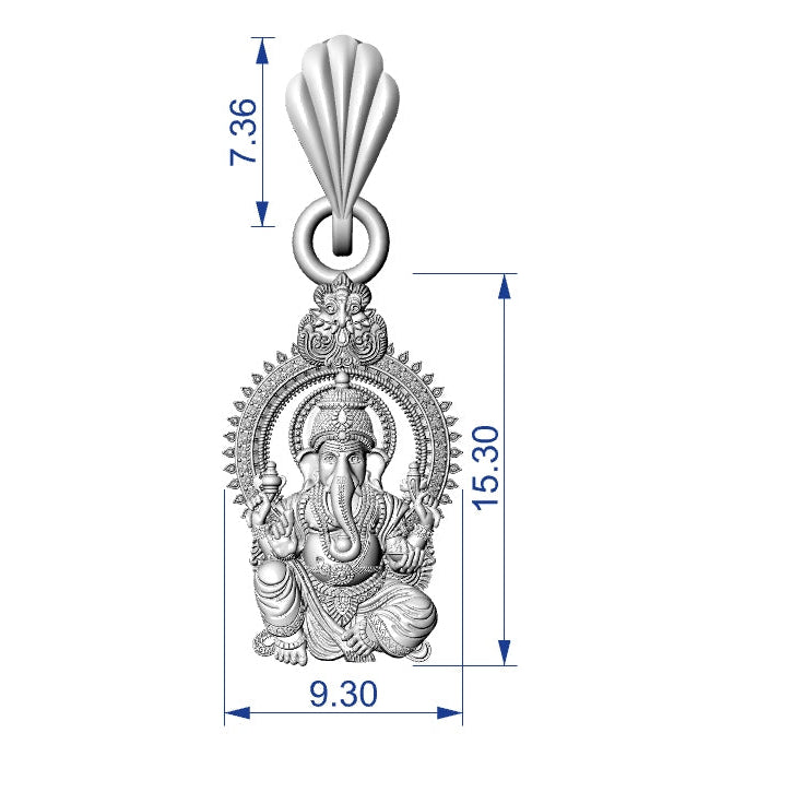 Ganesh Pendant STL File | 3D Printable Jewelry CAD Design