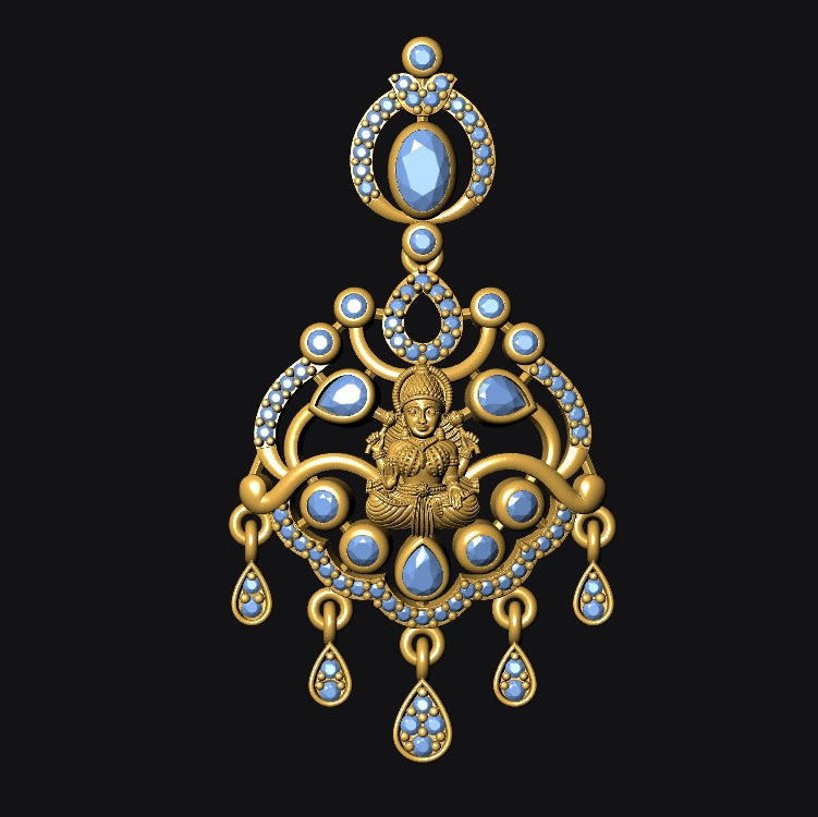 Traditional Goddess Lakshmi Temple Jewellery Set for Women | Necklace with Matching Earrings