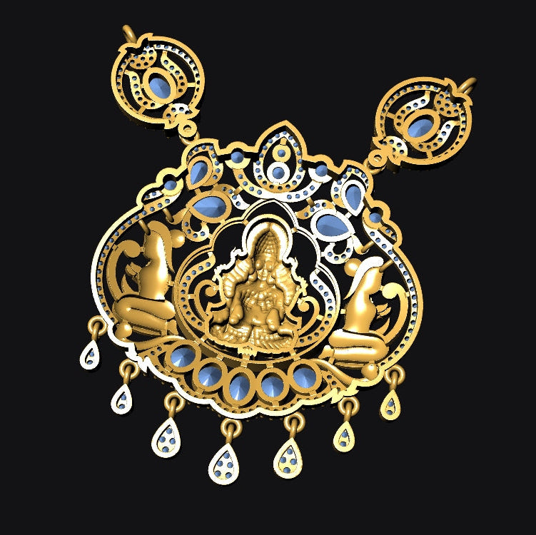 Traditional Goddess Lakshmi Temple Jewellery Set for Women | Necklace with Matching Earrings