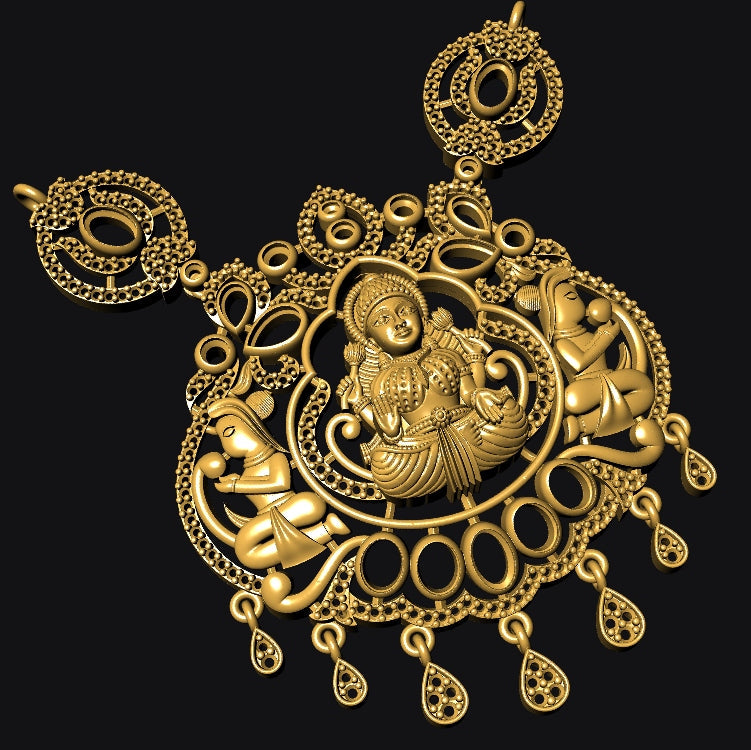 Traditional Goddess Lakshmi Temple Jewellery Set for Women | Necklace with Matching Earrings