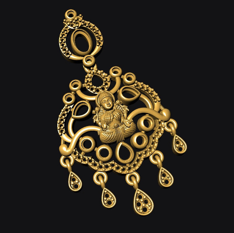 Traditional Goddess Lakshmi Temple Jewellery Set for Women | Necklace with Matching Earrings