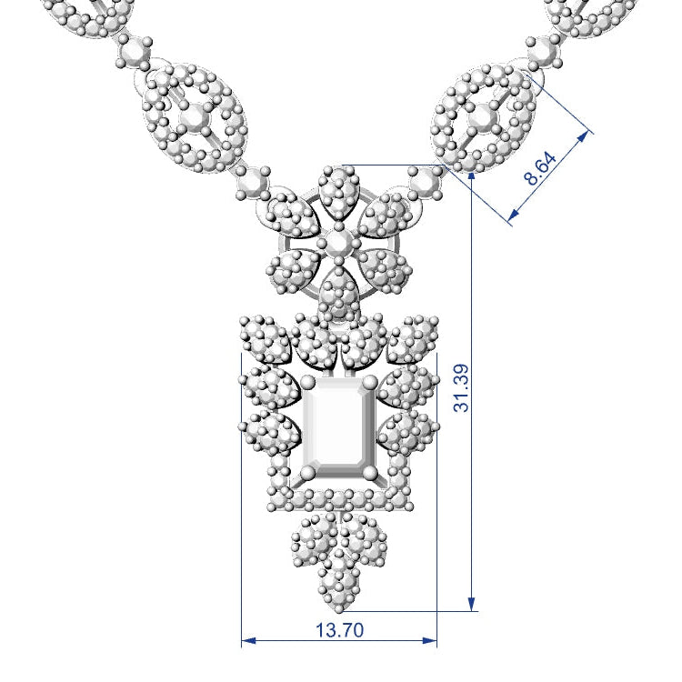 Necklace & Earring STL File American Diamond Push Setting No.8 Digital Download