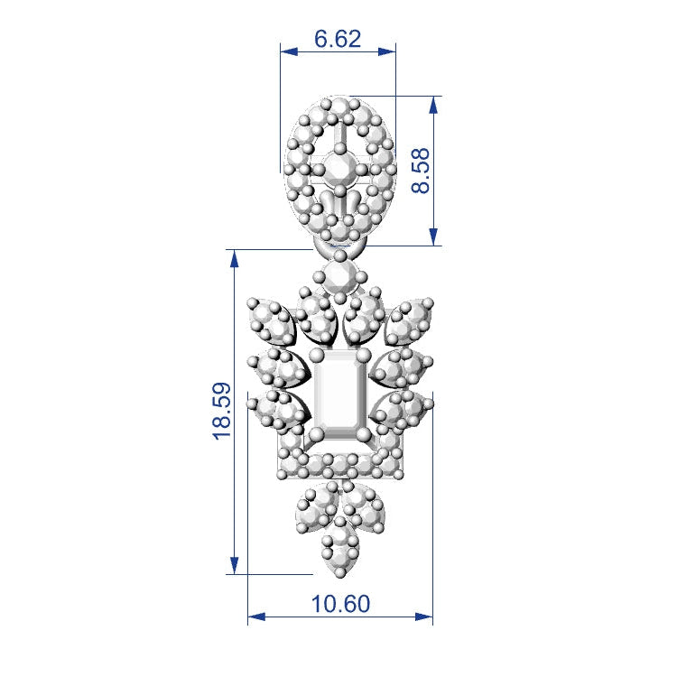 Necklace & Earring STL File American Diamond Push Setting No.8 Digital Download