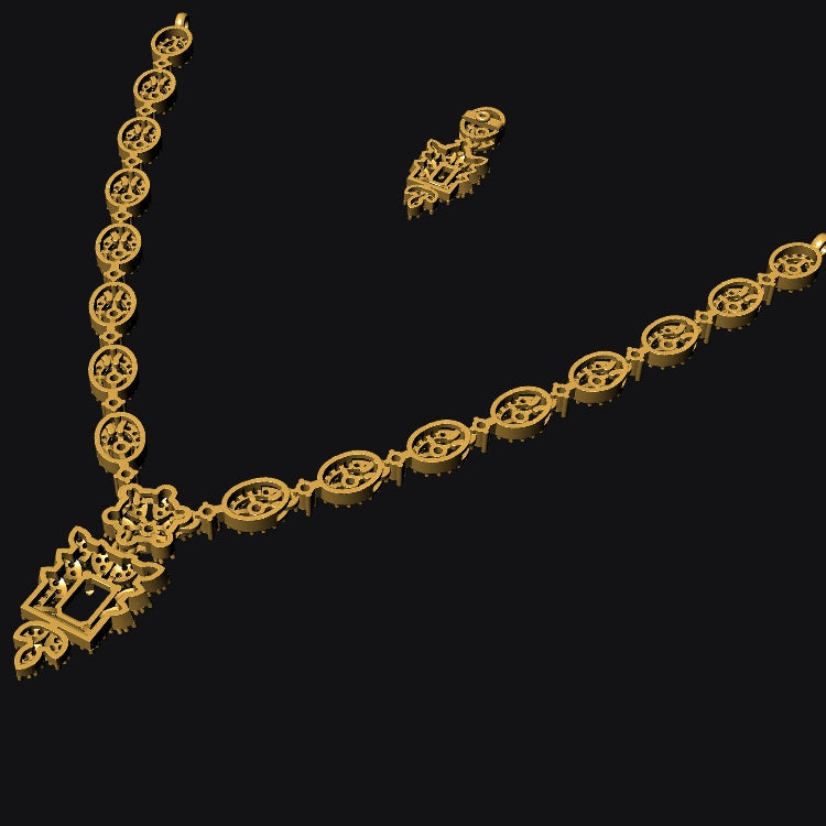 Necklace & Earring STL File American Diamond Push Setting No.8 Digital Download