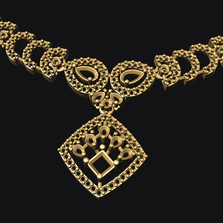 Necklace & Earring STL File American Diamond Push Setting No.7 Digital Download