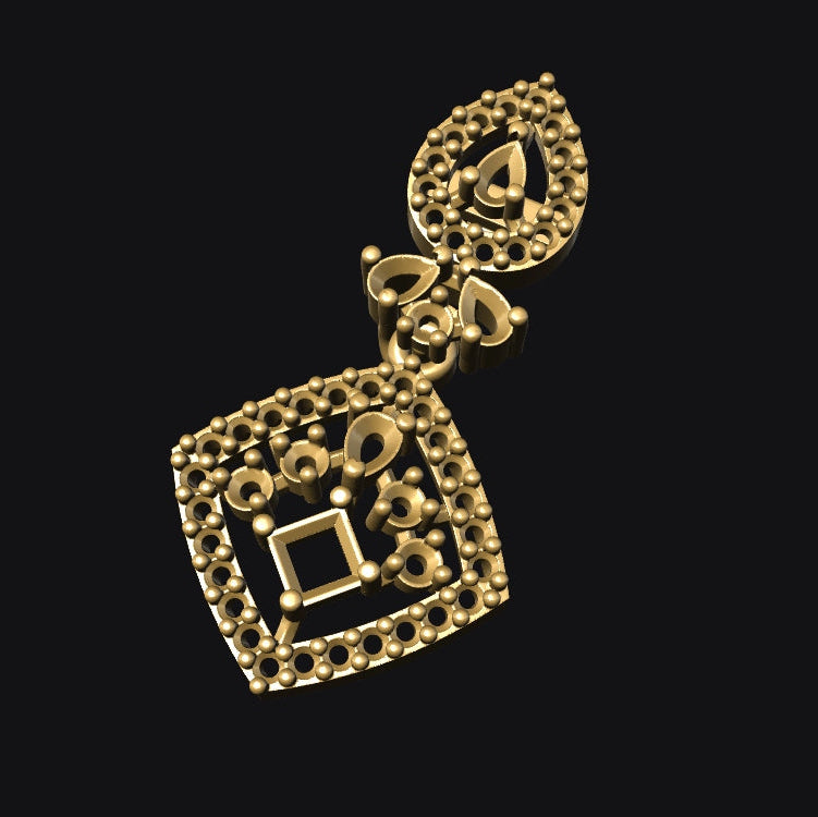 Necklace & Earring STL File American Diamond Push Setting No.7 Digital Download