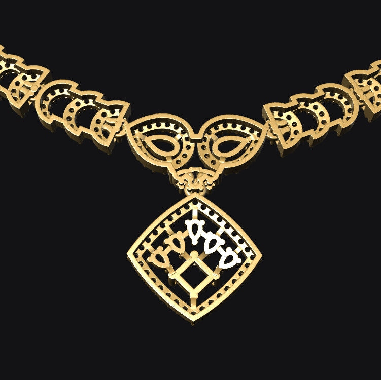 Necklace & Earring STL File American Diamond Push Setting No.7 Digital Download