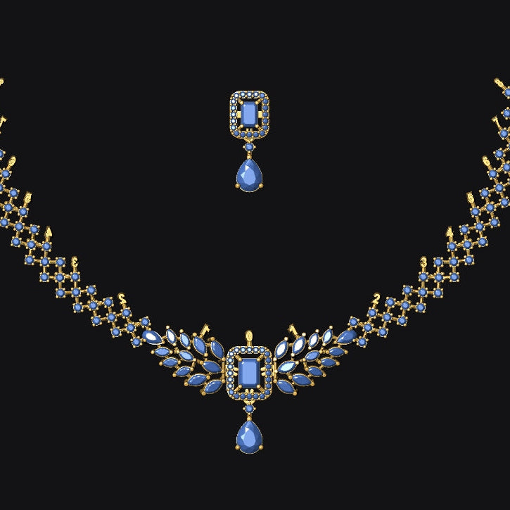 Necklace & Earring STL File American Diamond Push Setting No.6 Digital Download