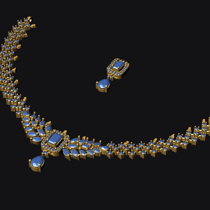 Necklace & Earring STL File American Diamond Push Setting No.6 Digital Download
