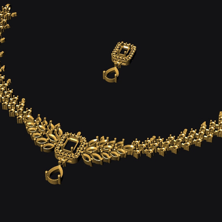 Necklace & Earring STL File American Diamond Push Setting No.6 Digital Download