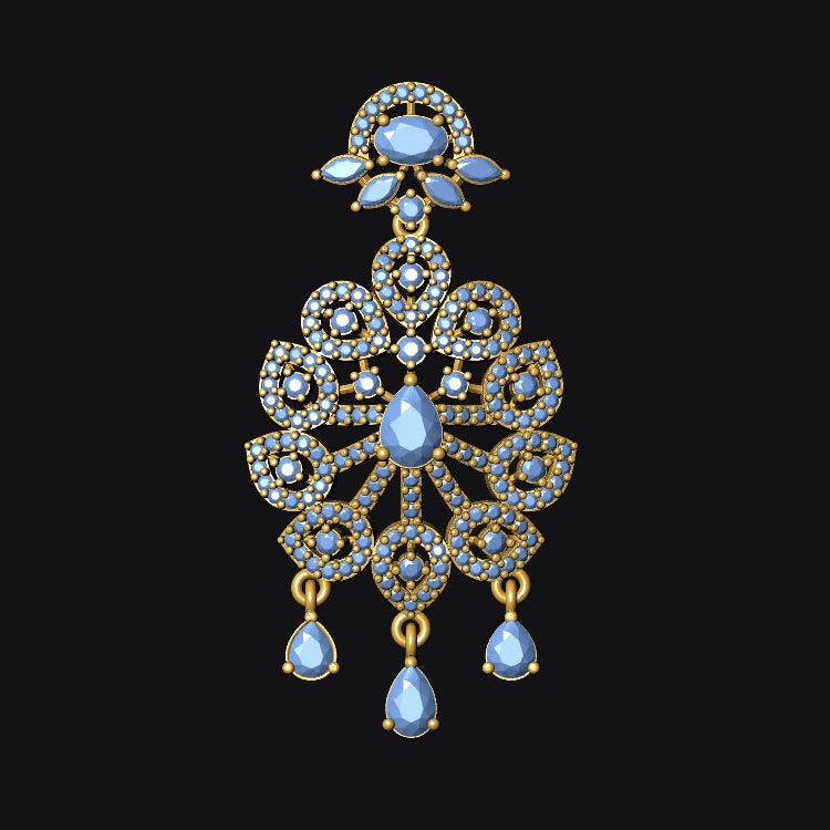 Long Necklace & Earring STL File Digital Download