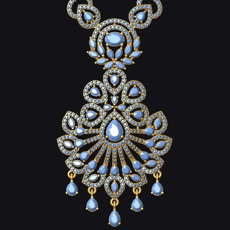 Long Necklace & Earring STL File Digital Download