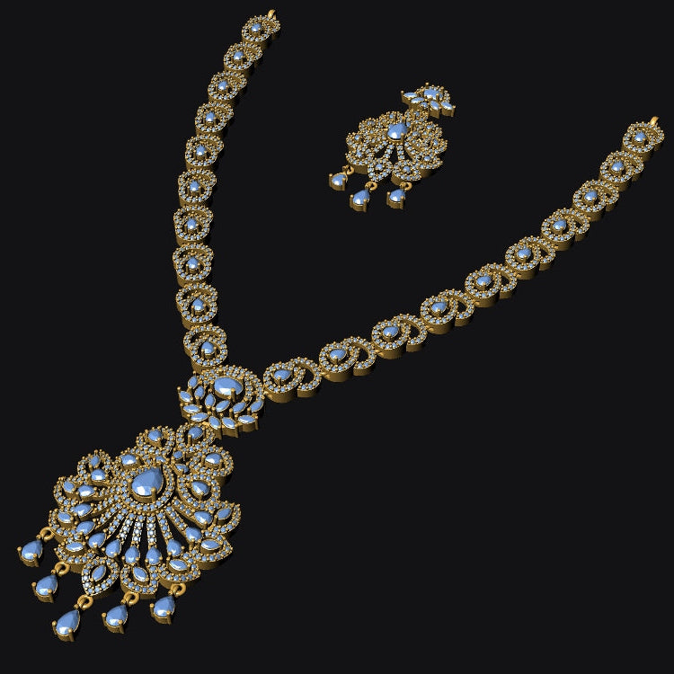 Long Necklace & Earring STL File Digital Download
