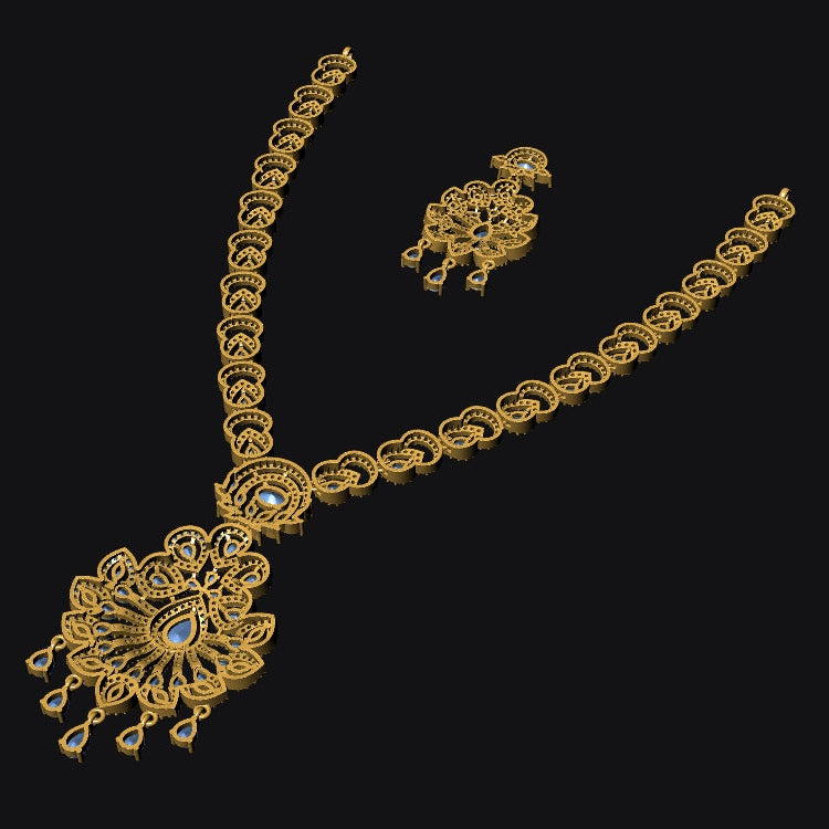 Long Necklace & Earring STL File Digital Download