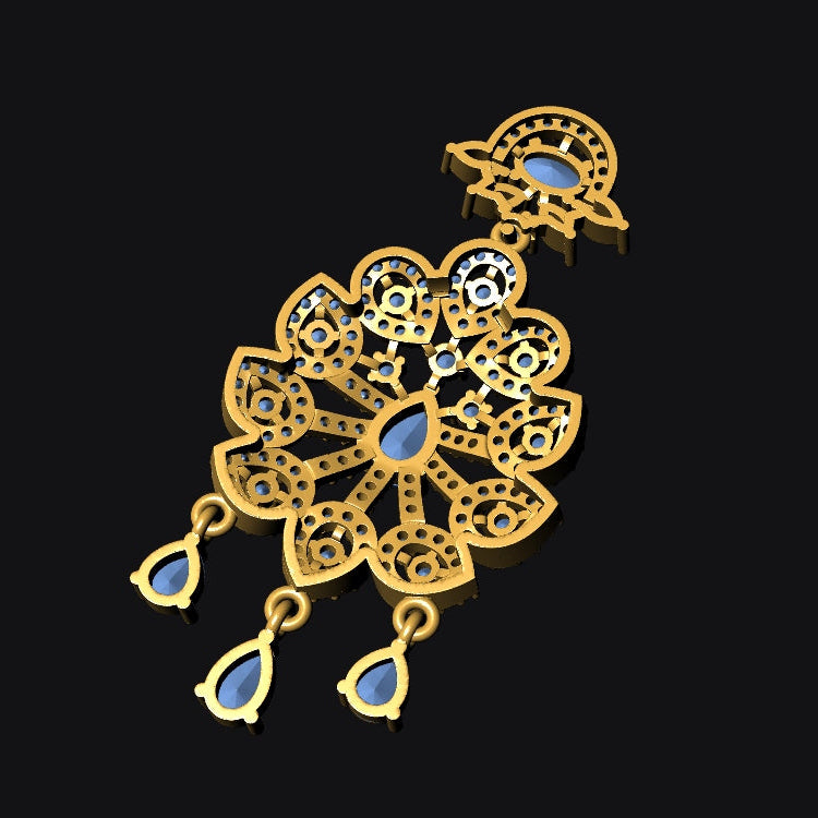Long Necklace & Earring STL File Digital Download