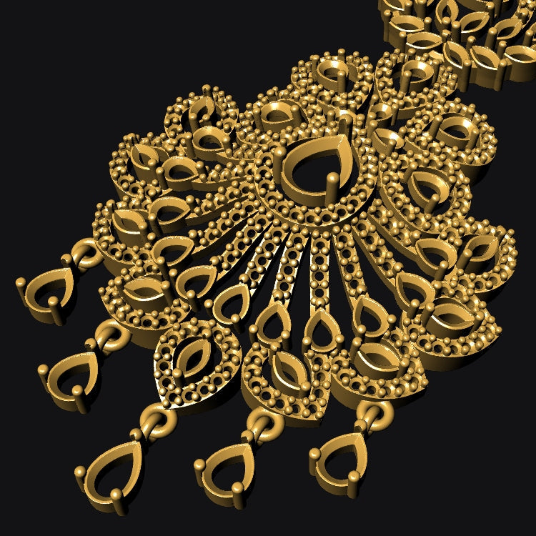 Long Necklace & Earring STL File Digital Download
