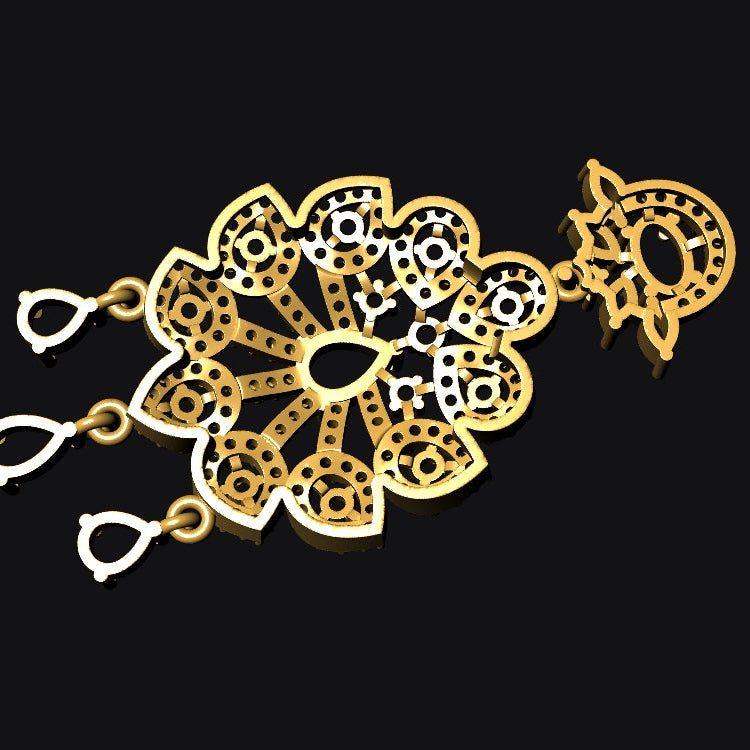 Long Necklace & Earring STL File Digital Download