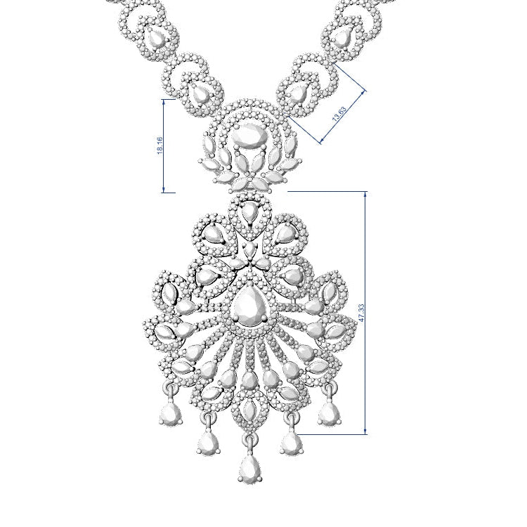 Long Necklace & Earring STL File Digital Download