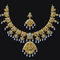Traditional Goddess Lakshmi Temple Jewellery Set No.3 Nakshi Necklace with Matching Earrings