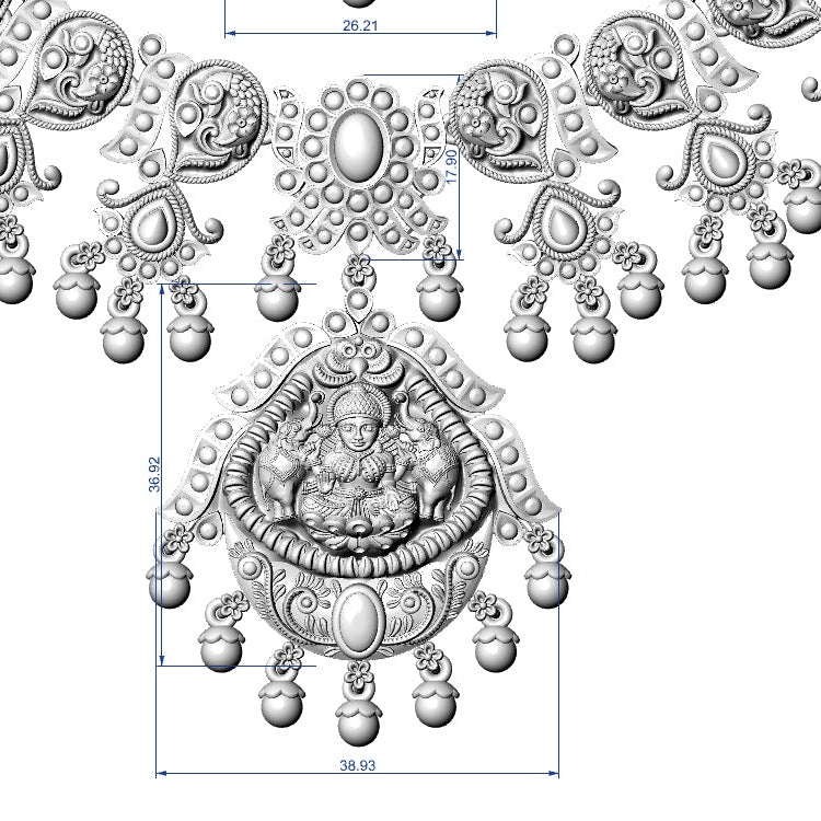 Traditional Goddess Lakshmi Temple Jewellery Set No.3 Nakshi Necklace with Matching Earrings