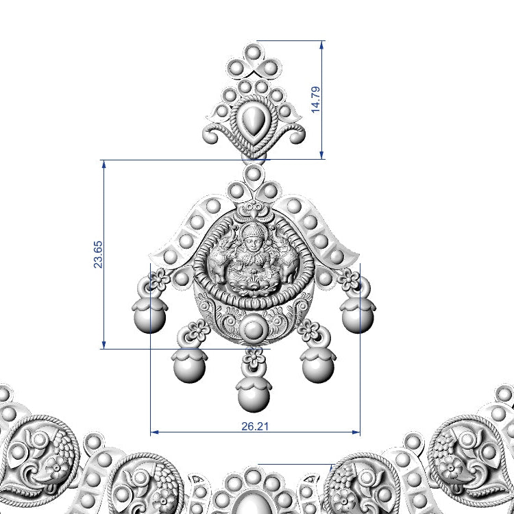 Traditional Goddess Lakshmi Temple Jewellery Set No.3 Nakshi Necklace with Matching Earrings