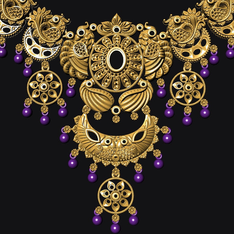 Traditional Temple Set Nakshi Necklace with Matching Jhumka