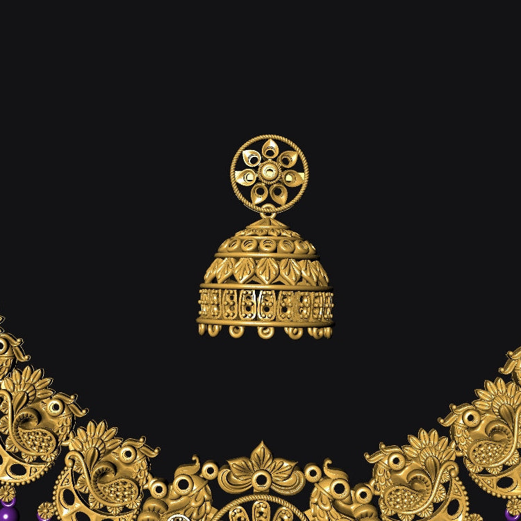 Traditional Temple Set Nakshi Necklace with Matching Jhumka