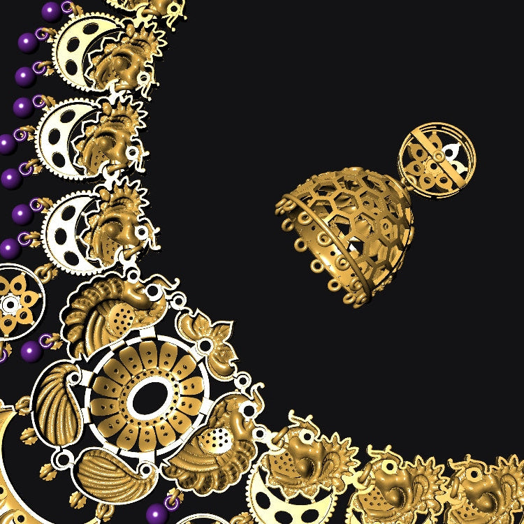 Traditional Temple Set Nakshi Necklace with Matching Jhumka