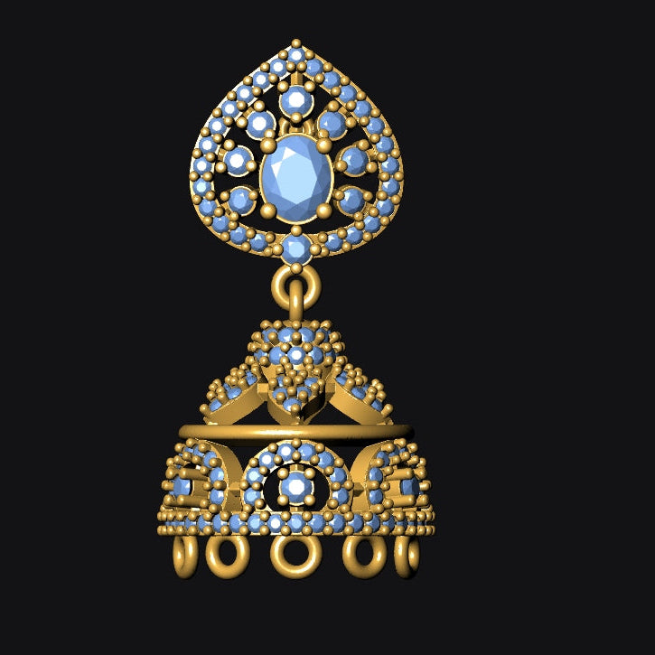 Jhumka 1 STL File with Push Setting Digital Download